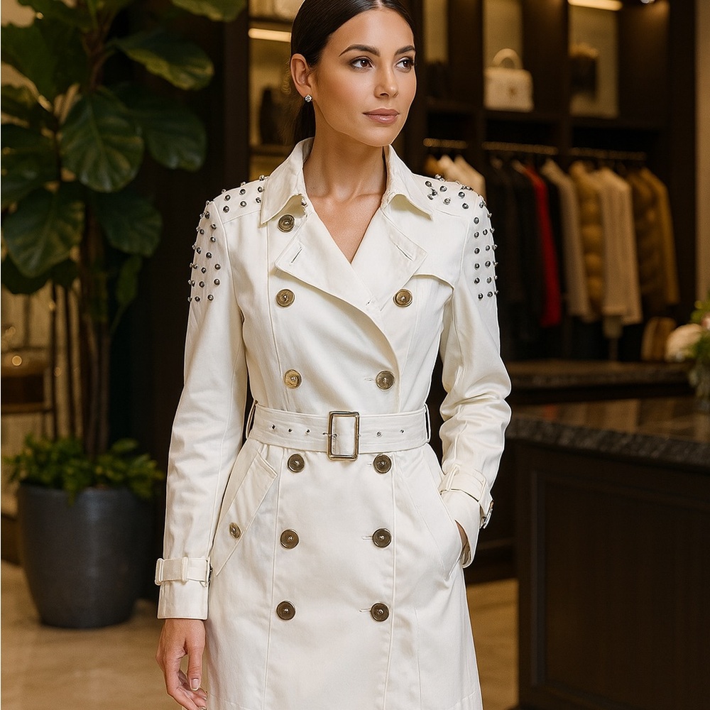 Sam Edelman Ivory Studded Trench Coat